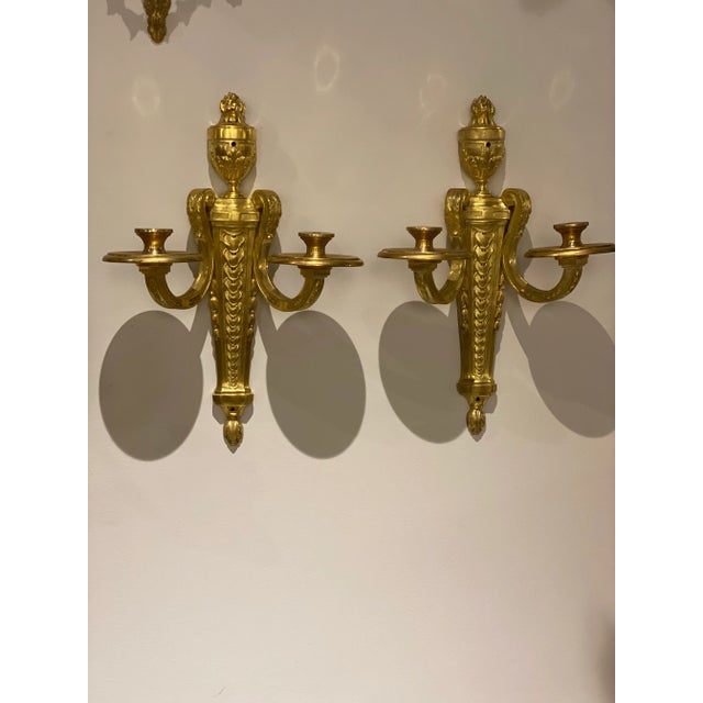 1930s 1930’s French Gilt Bronze Sconces - a Pair For Sale - Image 5 of 5