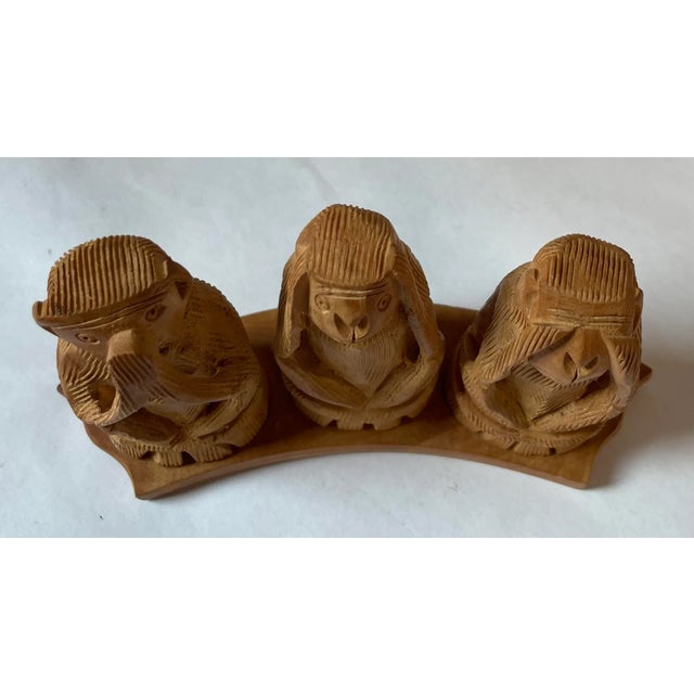 Wood Vintage Hand Carved Monkey Sculpture For Sale - Image 7 of 8