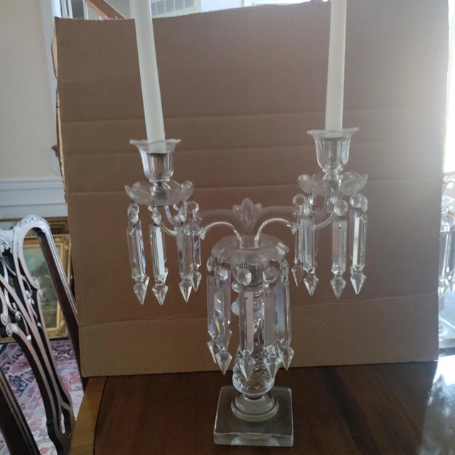 Pair of exquisite Quality Crystal Two arm Candelabras with prism points with such great Clarity PROVENANCE from Spurgeon...