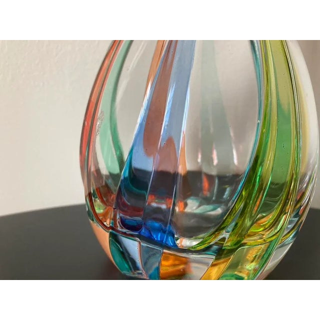 Glass Italian Decanter in Murano Art Venetian Color Glass by Zecchin For Sale - Image 7 of 12