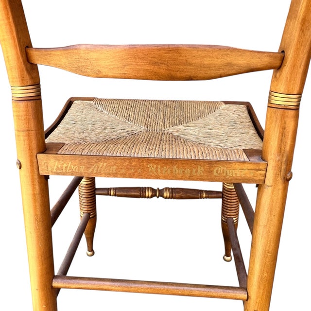 Ethan Allen Hitchcock Maple American Eagle Back Rush Seat Chair For Sale - Image 6 of 8