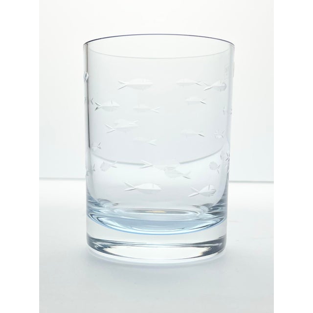 Crate & Barrel Crate & Barrel “Reef, Blue” 6 Double Old Fashioned Tumbler Glasses For Sale - Image 4 of 6