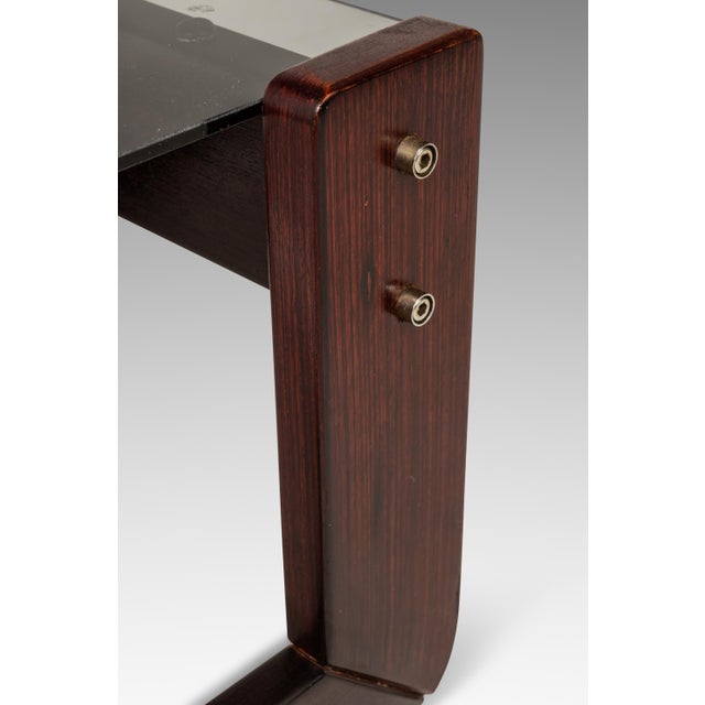 Mid-Century Brazilian Modern Brutalist End Table W/ Smoked Glass Top in Jacaranda by Percival Lafer, Brazil, C. 1970s For Sale - Image 15 of 18