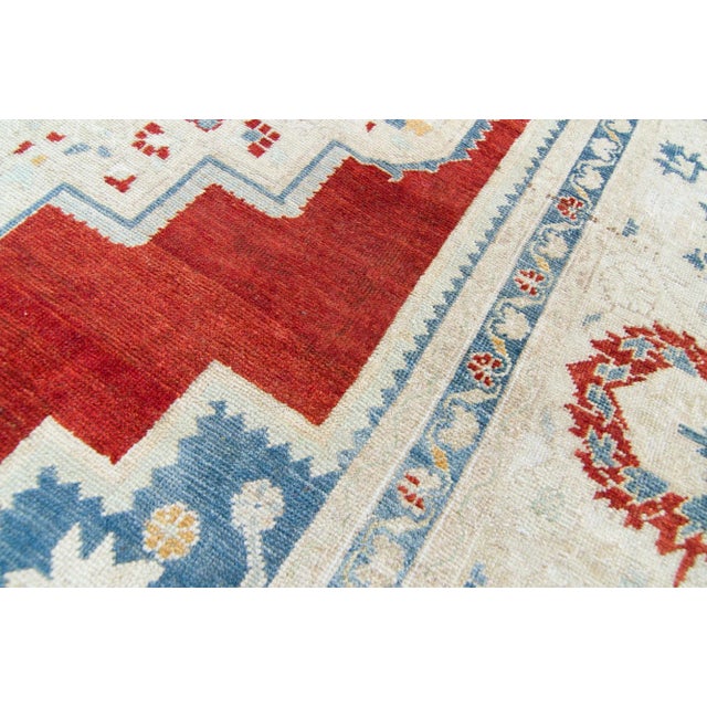 1930s Vintage Oushak Medallion Hand-Knotted Rug - 6’11” X 11’4” For Sale - Image 9 of 11