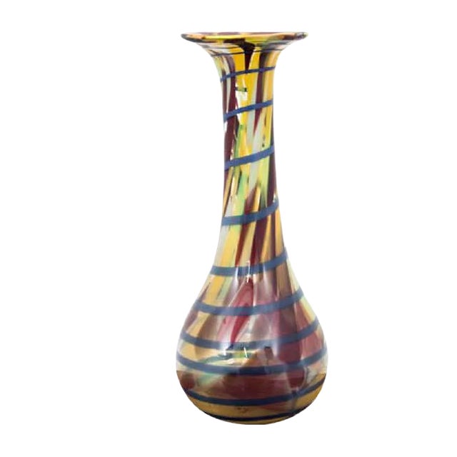Polish Colorful Vase by Ząbkowice Glasswork, 1960s For Sale