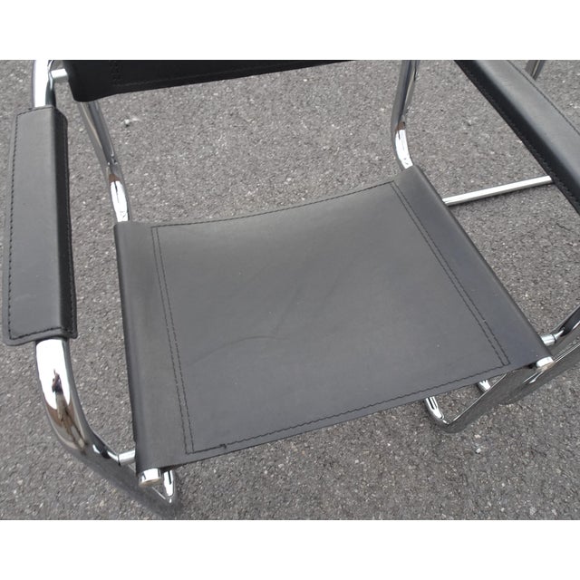 Vintage Italian B34 Leather Chrome Slide Chairs by Mart Stam, 1990s, Set of 2 For Sale - Image 11 of 18