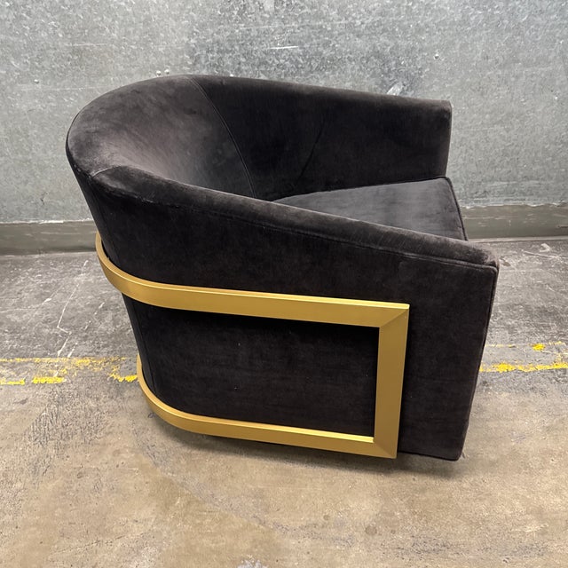 2010s Restoration Hardware Reginald Swivel Chair For Sale - Image 5 of 12