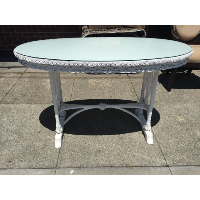 Vintage Wicker Console Table For Sale - Image 9 of 9