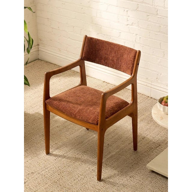 Set of Four Vintage Danish Modern Dining Chairs in Rust Corduroy For Sale - Image 12 of 12