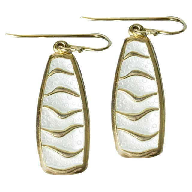 Gilded Enamel Earrings From David Andersen, Set of 2 For Sale