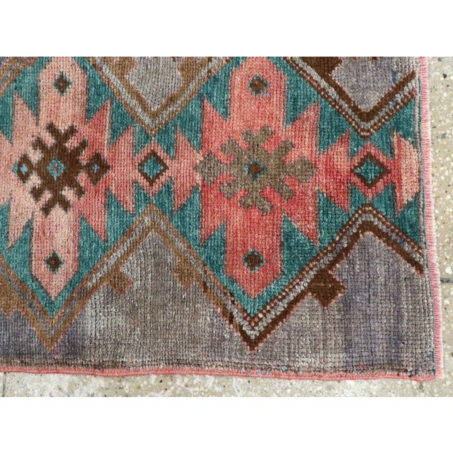 Burgundy Galerie Shabab Collection Mid-20th Century Handmade Turkish Anatolian Small Throw Rug For Sale - Image 8 of 9