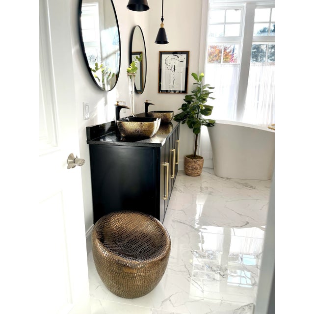 1980s Modern Ceramic Textured Stool, Two Available For Sale - Image 4 of 11