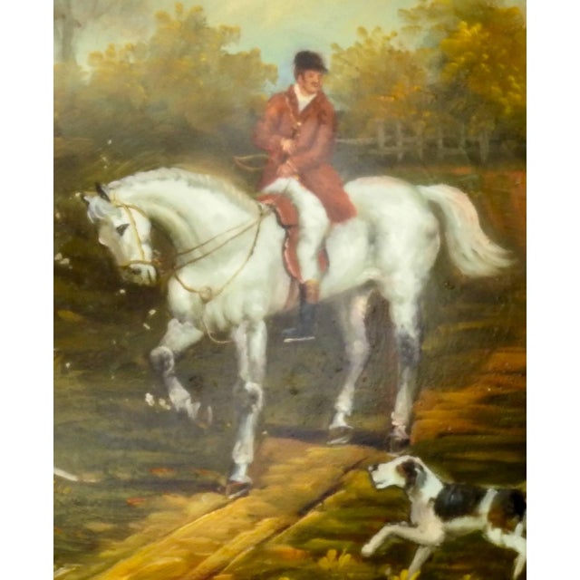 English 19th Century Oil on Wood English Hunt Scene For Sale - Image 3 of 8