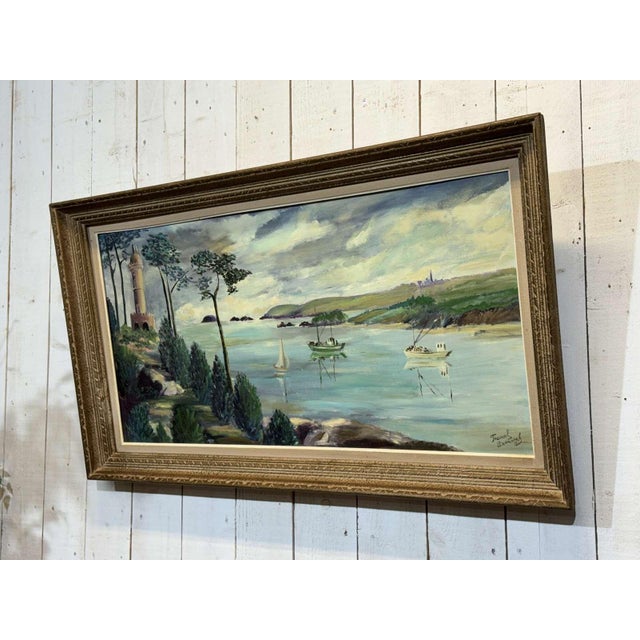 1920s Fraval Le Demazel, Paimpol Bay, 1920s, Oil on Canvas For Sale - Image 5 of 11