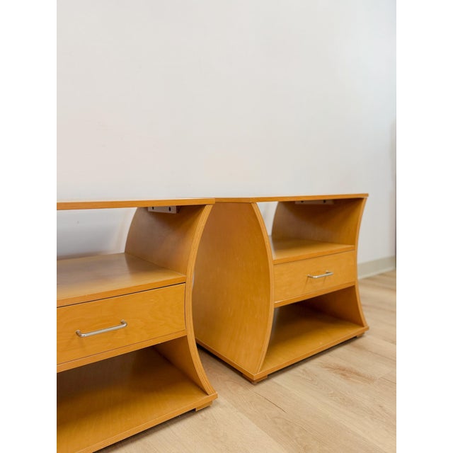 Postmodern Unique Curved Hourglass Double Sided Nightstand Pair Vintage Accent Post Modern For Sale - Image 3 of 17