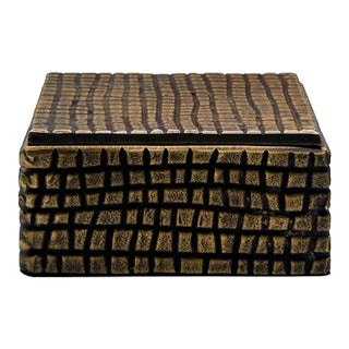 Matthew Izzo Home Lizzo Reptile Textured Brass Aluminum Box With Lid For Sale