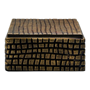 Matthew Izzo Home Lizzo Reptile Textured Brass Aluminum Box With Lid