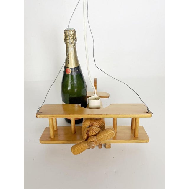 Wooden Airplane Pendant Light in Pine, France, 1970s For Sale - Image 3 of 11
