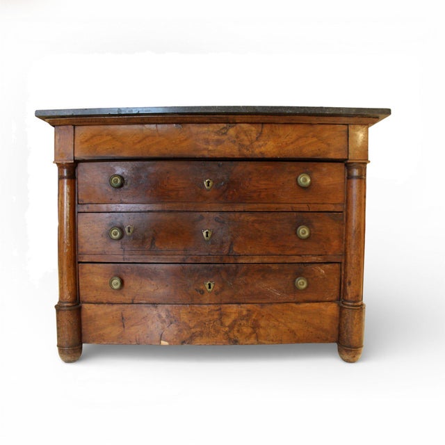 Traditional 19th Century French Antique Empire Walnut Chest With Columns For Sale - Image 3 of 3