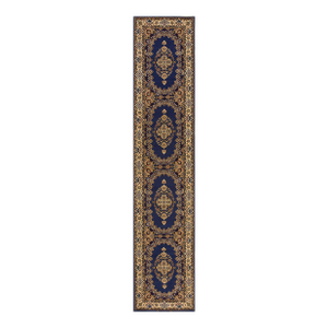 Genuine Traditional Blue Open Field Floral-Medallion Vintage Persian Isfahan Runner