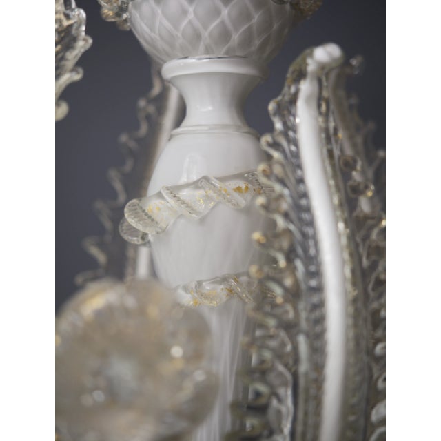 Venetian Murano Glass Six-Arm Chandelier, 1950 For Sale - Image 9 of 18