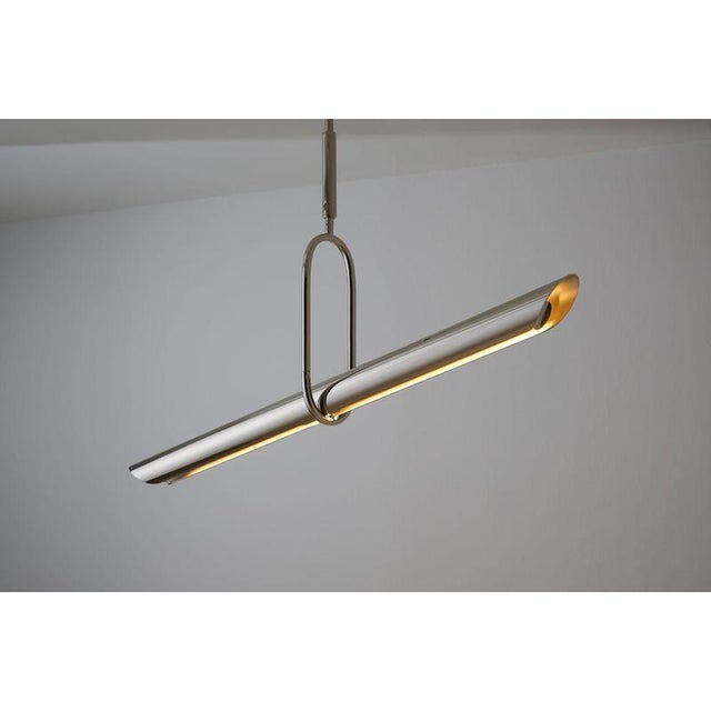 Gold Oblong Calame Pendant Lamp by Jennifer Midoz For Sale - Image 8 of 12