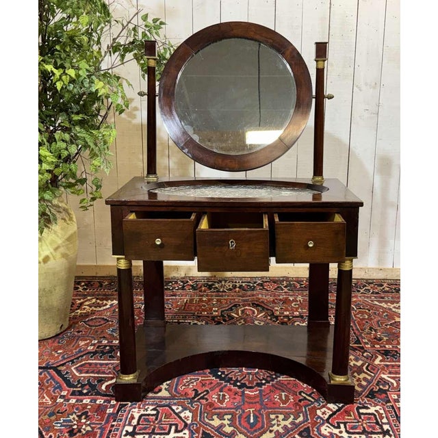 Antique Empire Style Dressing Table in Mahogany with Marble Top, 1800s For Sale - Image 16 of 18