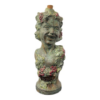 Mid 20th Century Italian Luxardo Bacchus Figural Ceramic Decanter Sculpture For Sale