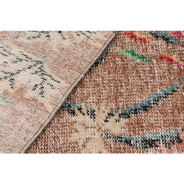 Textile Vintage Zeki Müren Rug in Beige-Brown With Floral Patterns, From Rug & Kilim For Sale - Image 7 of 7