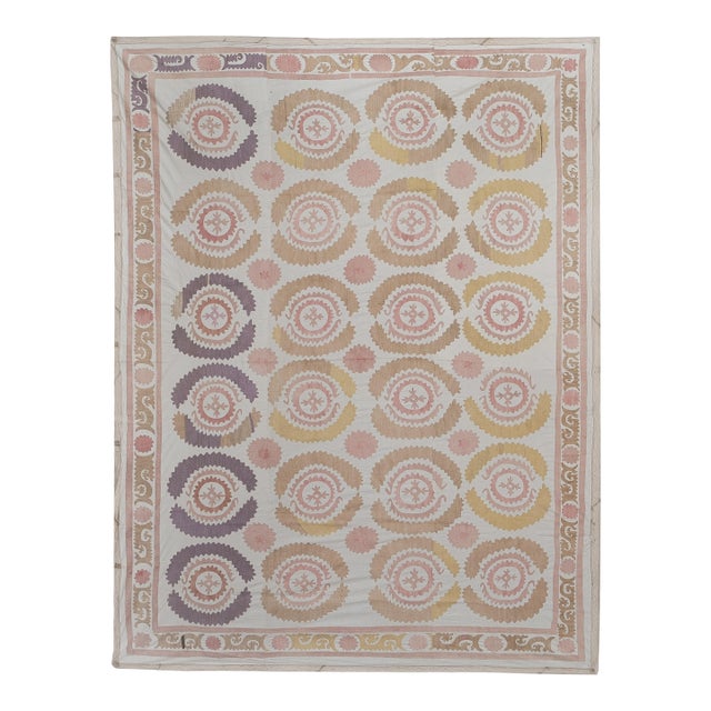 Pastel Suzani Wall Hanging - Tribal Bedspread For Sale