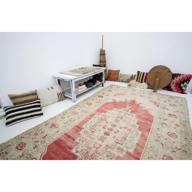 Vintage Washed Out Turkish Wool Rug- 5′8″ × 10′10″ For Sale In Los Angeles - Image 6 of 7