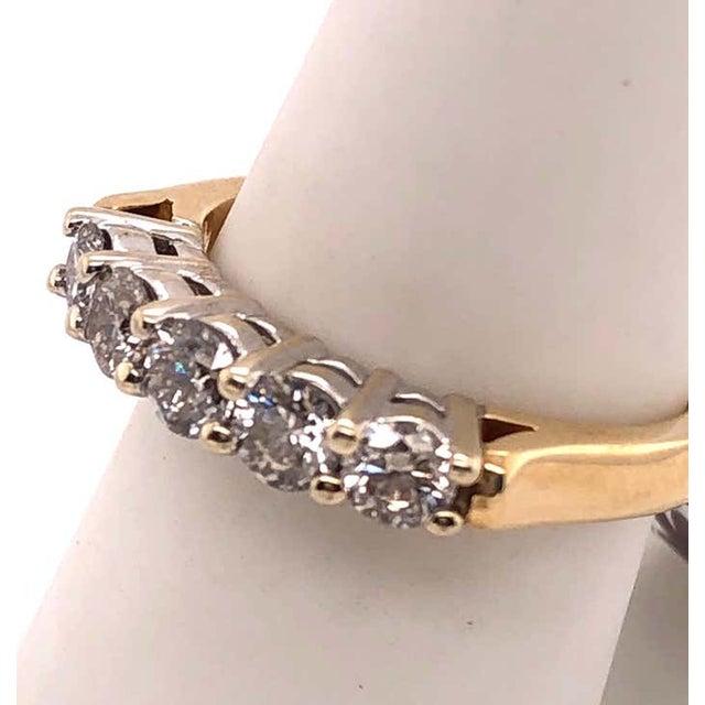 Modern 14 Karat Two-Tone Gold Ring With Five Round Diamonds 1 Carat For Sale - Image 3 of 12