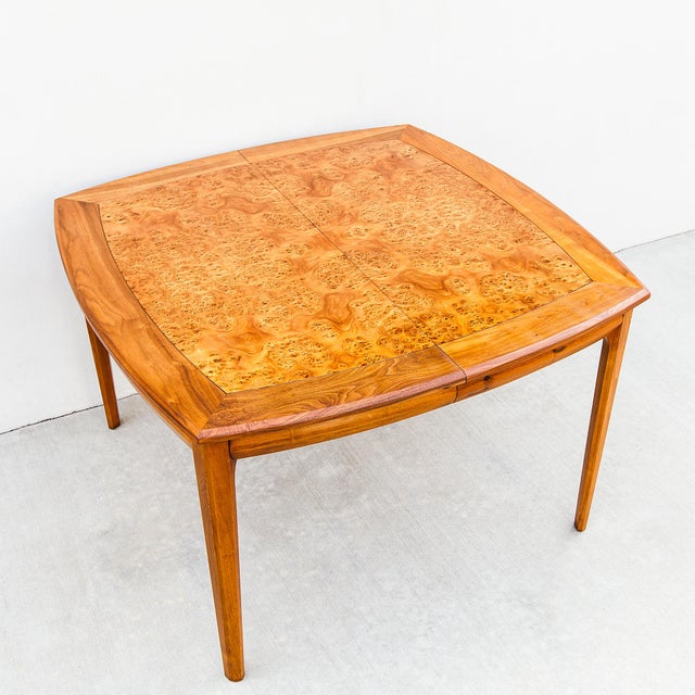 Vintage Mid Century Modern Walnut & Burl Extension Dining Table by Cal Mode For Sale - Image 14 of 15