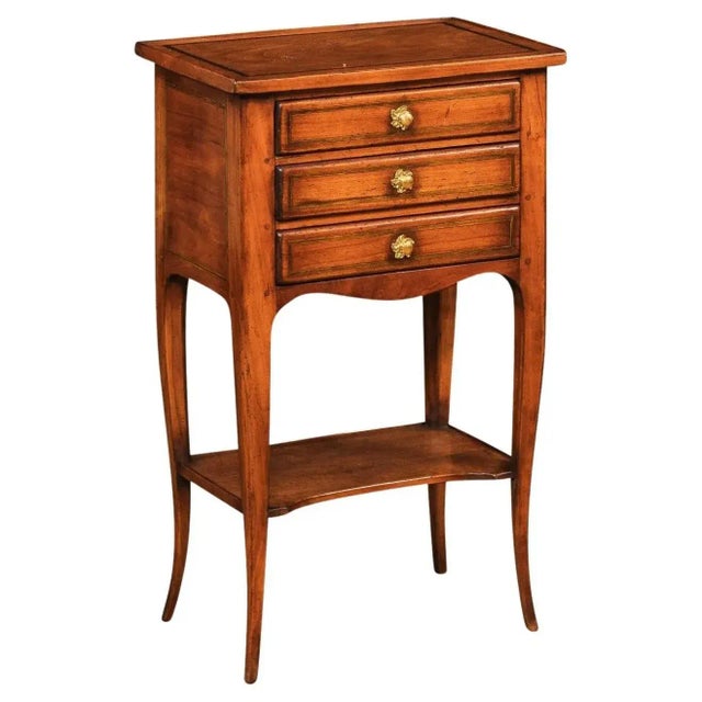 French Louis XV Style Table Chiffonnière with Three Small Drawers and Low Shelf For Sale - Image 13 of 13