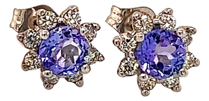 Natural Sapphire Diamond Halo Stud Earrings 14k WG 1.02 TCW Certified