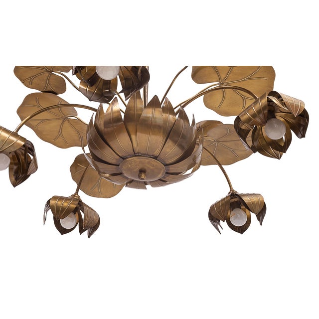 Gold Water Lily Chandelier from Maison Jansen, 1970s For Sale - Image 8 of 12