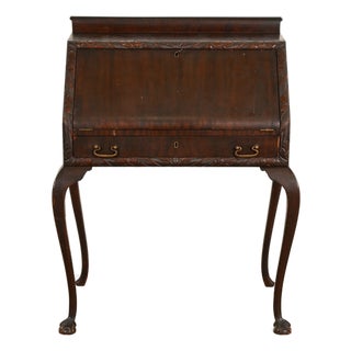 Berkey & Gay Style Antique Queen Anne Mahogany Slant Front Secretary Desk, Circa 1900 For Sale