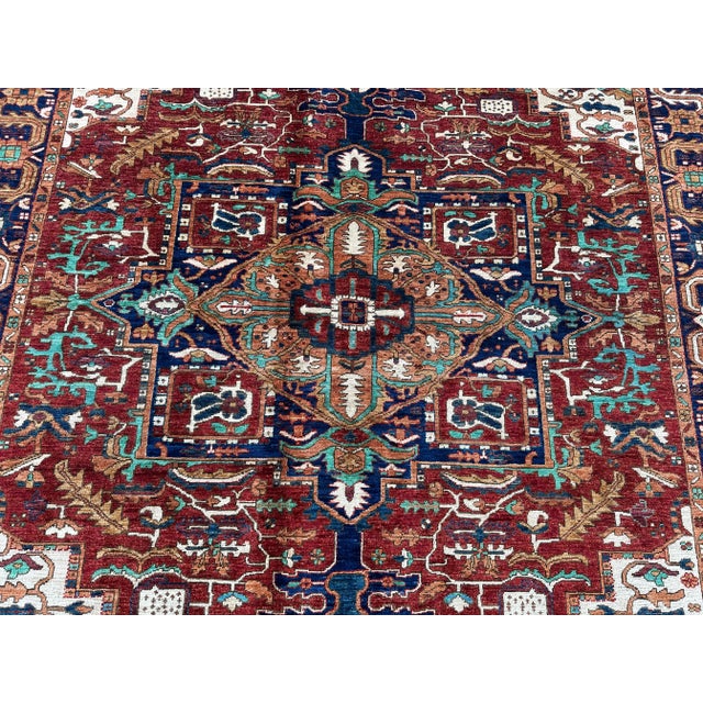 Tribal Persian Heriz Handmade Wool Rug For Sale - Image 3 of 6