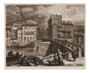 Thomas Lupton, View of the Ponte della Santa Trinità, Original Etching, 1833