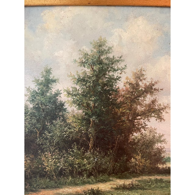 English Original Vintage Landscape Oil Painting on Canvas Sheep in Meadow Signed by Artist For Sale - Image 3 of 12