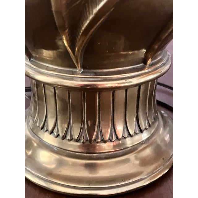 Hollywood Regency 1980s Regency Style Brass Table Lamps With Shades - a Pair For Sale - Image 3 of 5