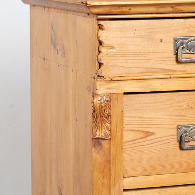Wood 19th-Century Swedish Pine Highboy Chest of Six Drawers For Sale - Image 7 of 11