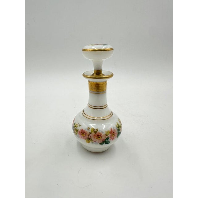 Antique Opaline Perfume Bottle Decorated with Painted Flowers, 1890s For Sale - Image 7 of 11