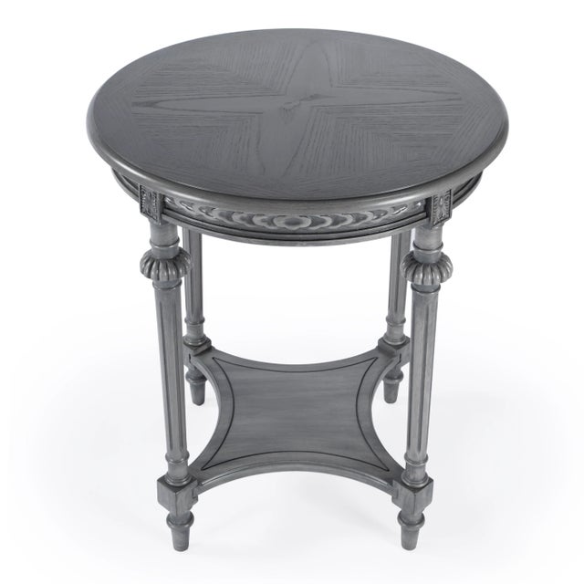 Gray Hellinger Round Lamp Table, Gray For Sale - Image 8 of 8