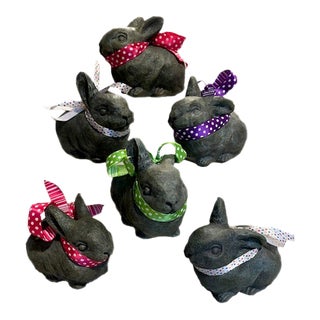 Set of Six 6 Outdoor Concrete Bunnies for the Garden For Sale