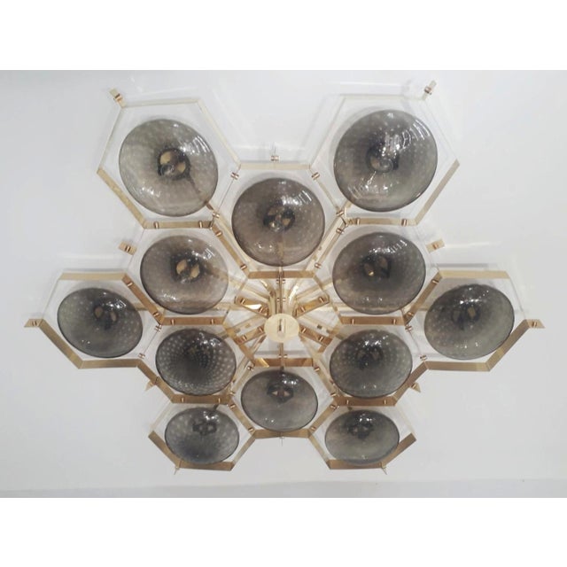 21st Century Beehive Polished Brass Smoky Bubbles Murano Flush Mount by Fabio LTD For Sale - Image 6 of 8