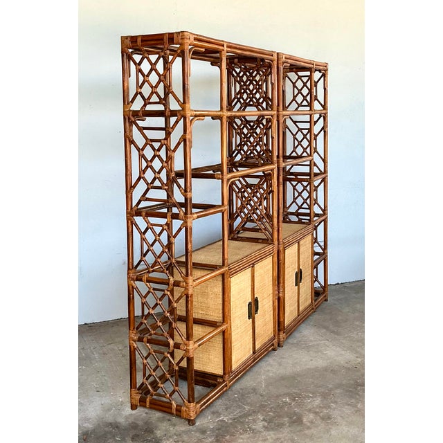 Vintage Bamboo Fretwork Etagere - A Pair For Sale - Image 10 of 12