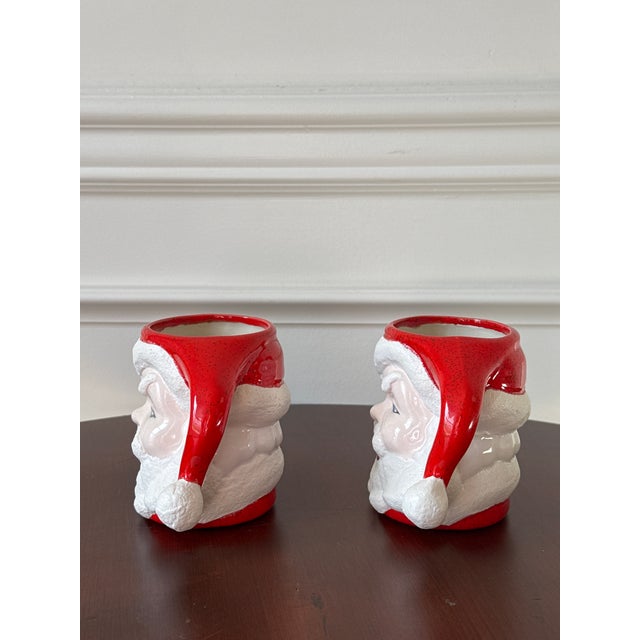 White Mid-Century Winking Santa Mugs— Set of 4 For Sale - Image 8 of 12