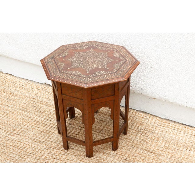 Antique Brass & Copper Inlay End Table For Sale - Image 4 of 12
