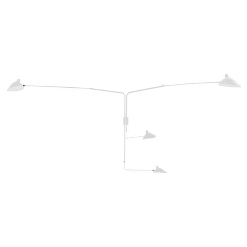 Metal Mid-Century Modern White Four Rotating Straight Arms Wall Lamp by Serge Mouille For Sale - Image 7 of 7